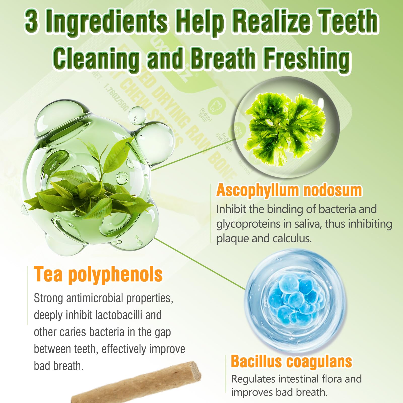 Texture poreuse des bâtonnets Puxulyiz agit comme une brosse naturelle.