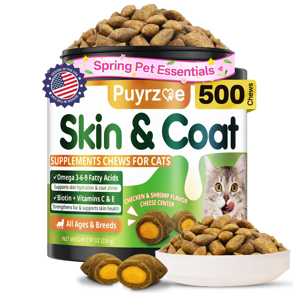 Puyrzoe chat soin peau poil, bouteille pratique pour le quotidien.