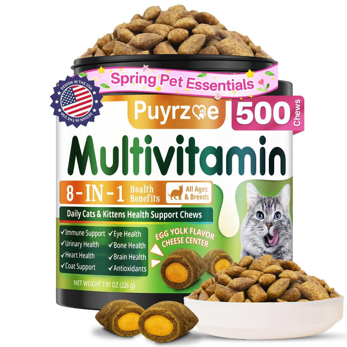 Puyrzoe Taurine Chat Bouteille: soutien quotidien des vitamines pour le bien-être.