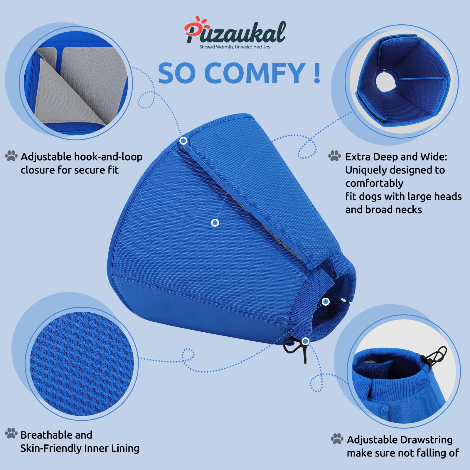 PUZAUKAL protection anti-lechage, cone chien, réduction du léchage des plaies.