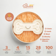Puzzle Feeder bol anti-glisse rose, stabilité assurée pendant le repas.