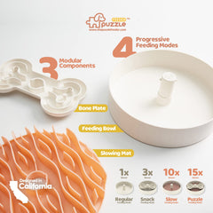 Puzzle Feeder bol lave-vaisselle rose, nettoyage rapide et sans effort.