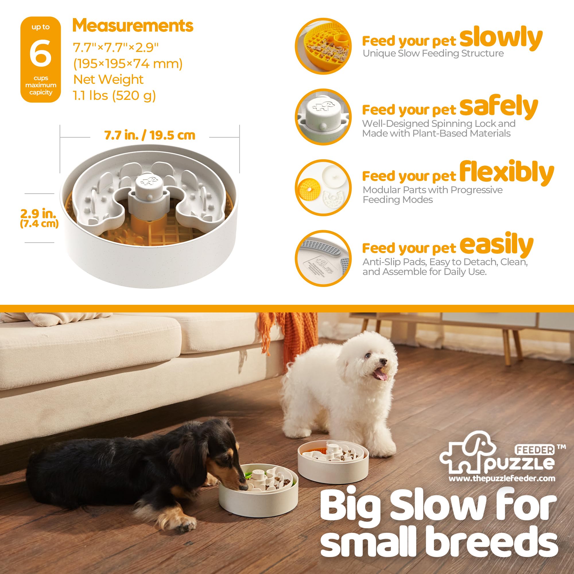 Puzzle Feeder design orange, accessoire ludique et fonctionnel