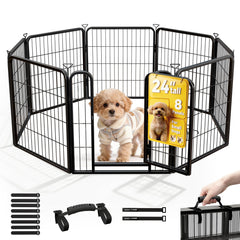 Pvpy Yvrd parc chien 24 pouces, vue des 8 panneaux pour sécurité intérieure et extérieure.