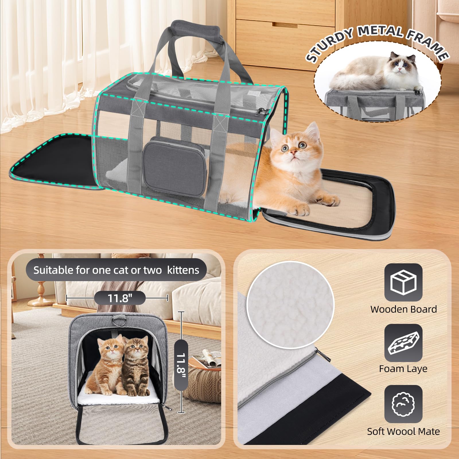Pykesaly porte-chat avec accès supérieur pratique pour les contrôles vétérinaires.