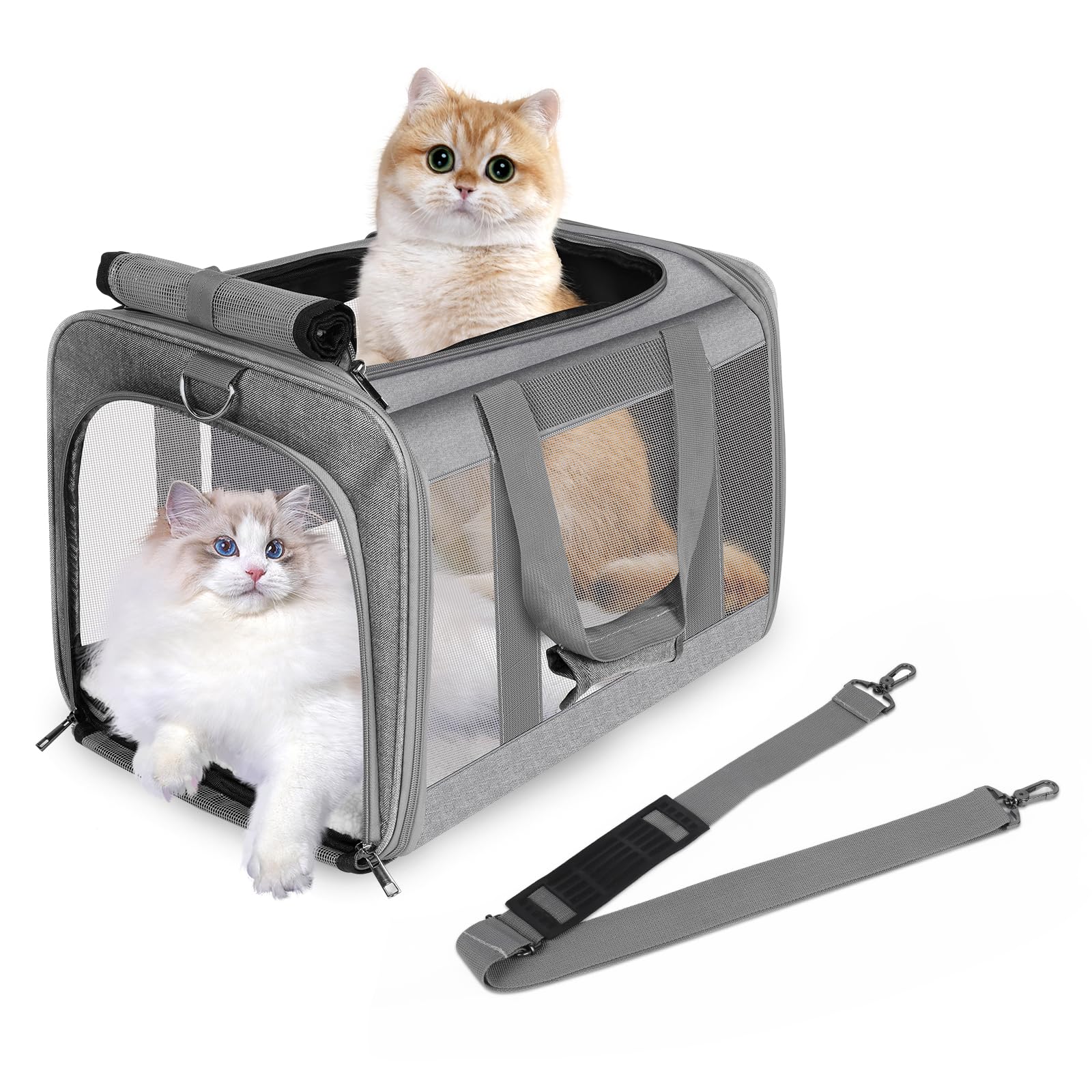 Pykesaly porte-chat gris, capacité jusqu'à 20 livres, confort lors des trajets en voiture.