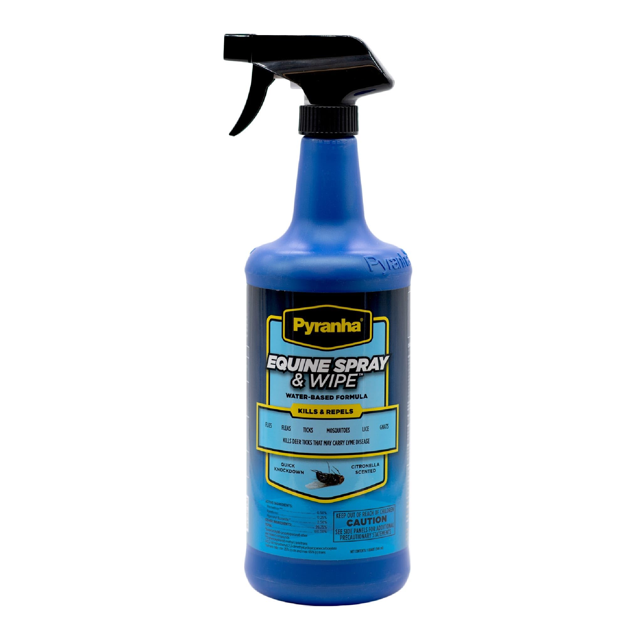Pyranha équin pulvérisateur-bouteille : bouteille prête à l'emploi, protection durable.