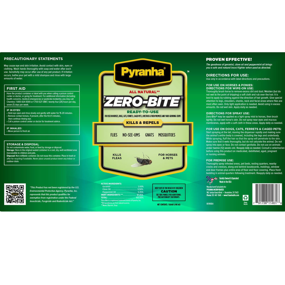Pyranha Zero-Bite spray pour chevaux, démontrant une application facile.