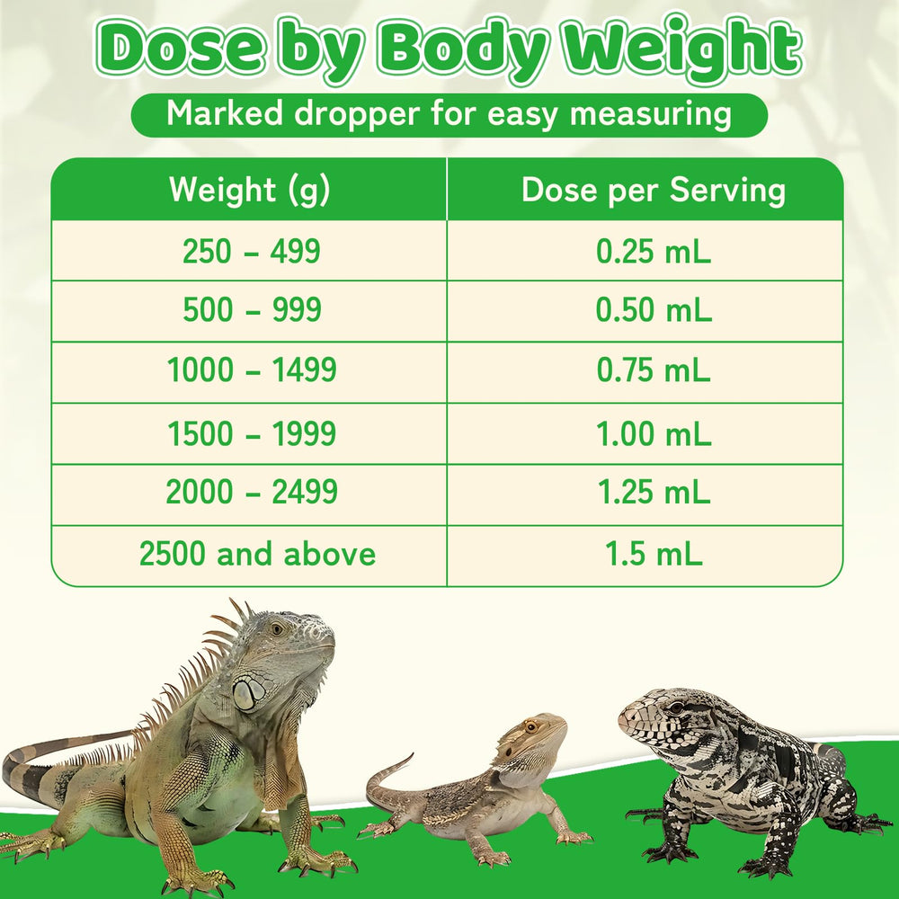 Intégration facile dans l'alimentation quotidienne des reptiles.