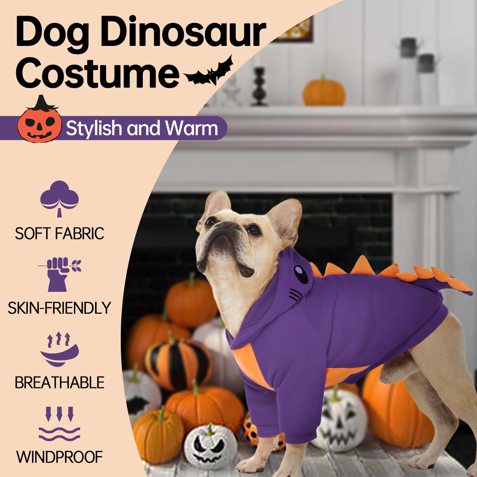 QBLEEV chien dinosaure capuche-douce: capuche confortable pour la tête.