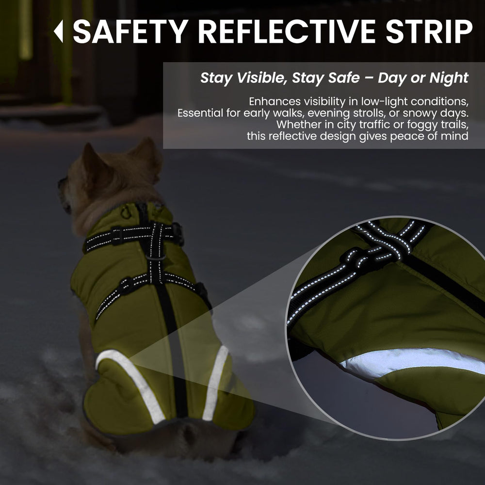Bandes réfléchissantes sur le manteau QBLEEV pour meilleure visibilité nocturne.