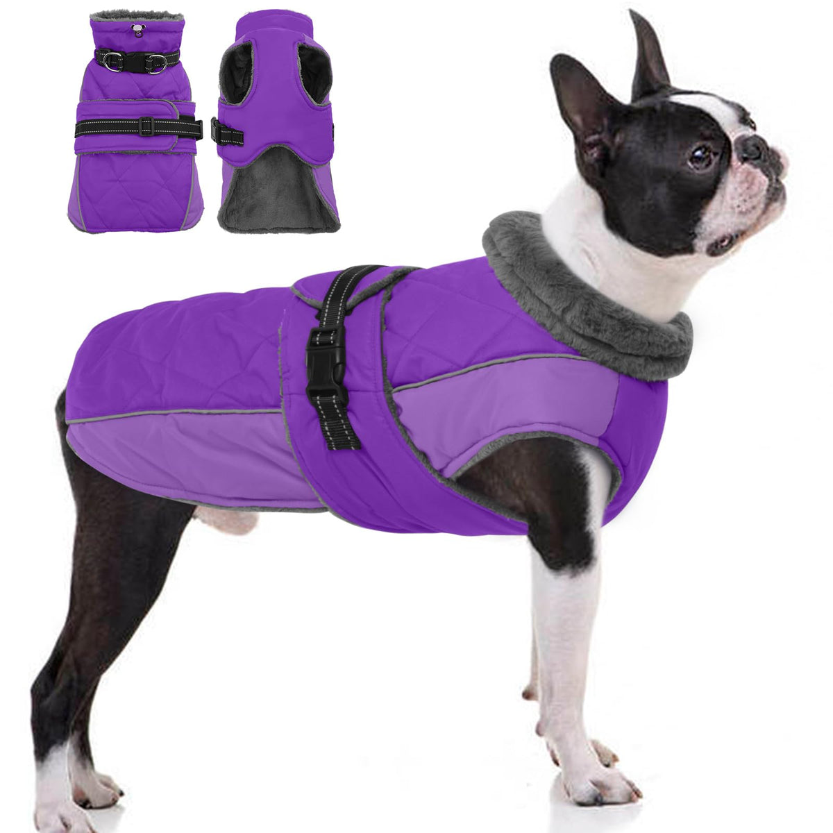 Manteau QBLEEV chaud et réfléchissant, visibilité accrue la nuit.
