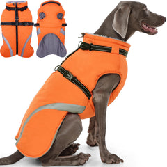 Manteau QBLEEV pour chien grand avec harnais intégré, idéal pour des promenades sécurisées
