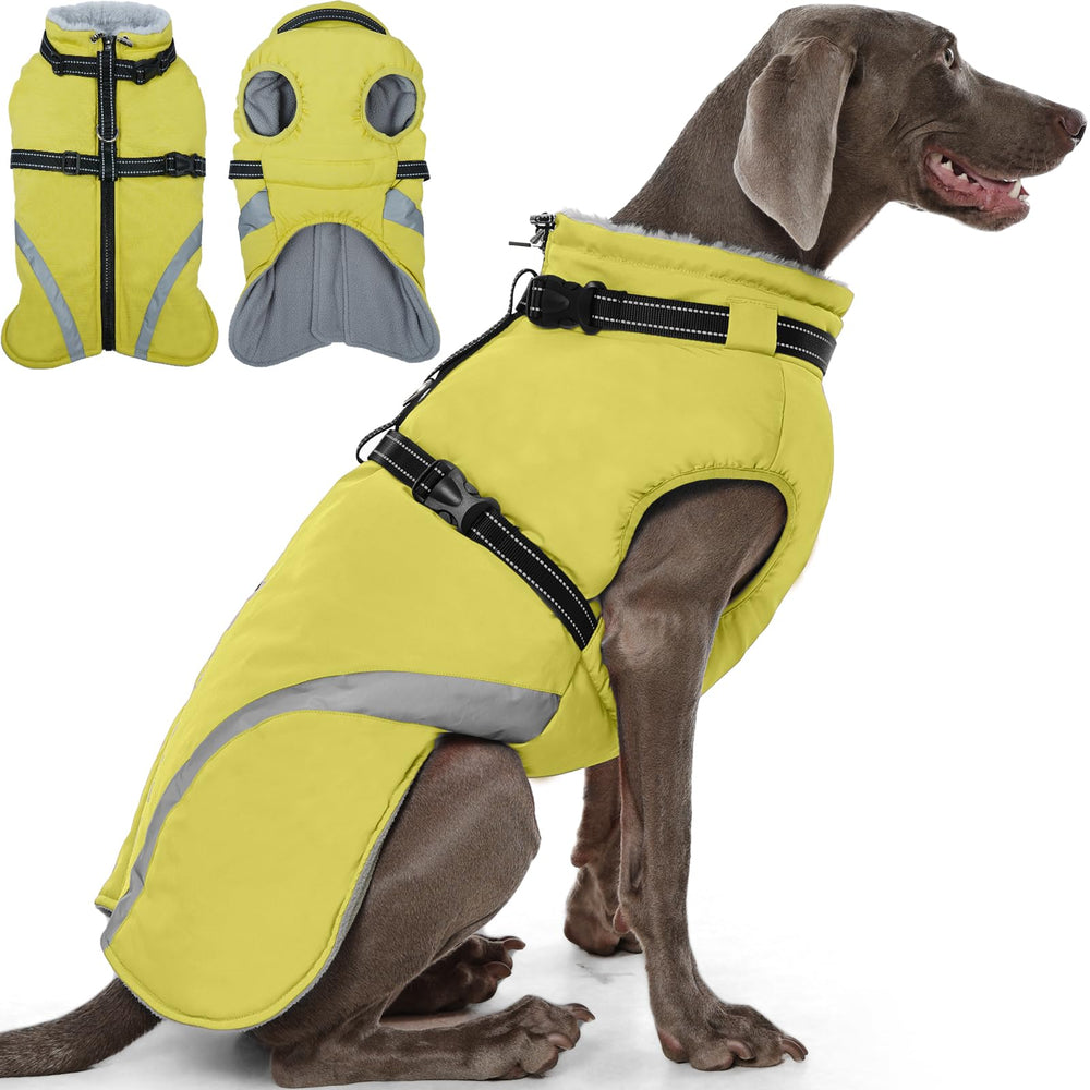 Manteau QBLEEV pour chien avec harnais intégré, pratique pour des promenades plus sûres.