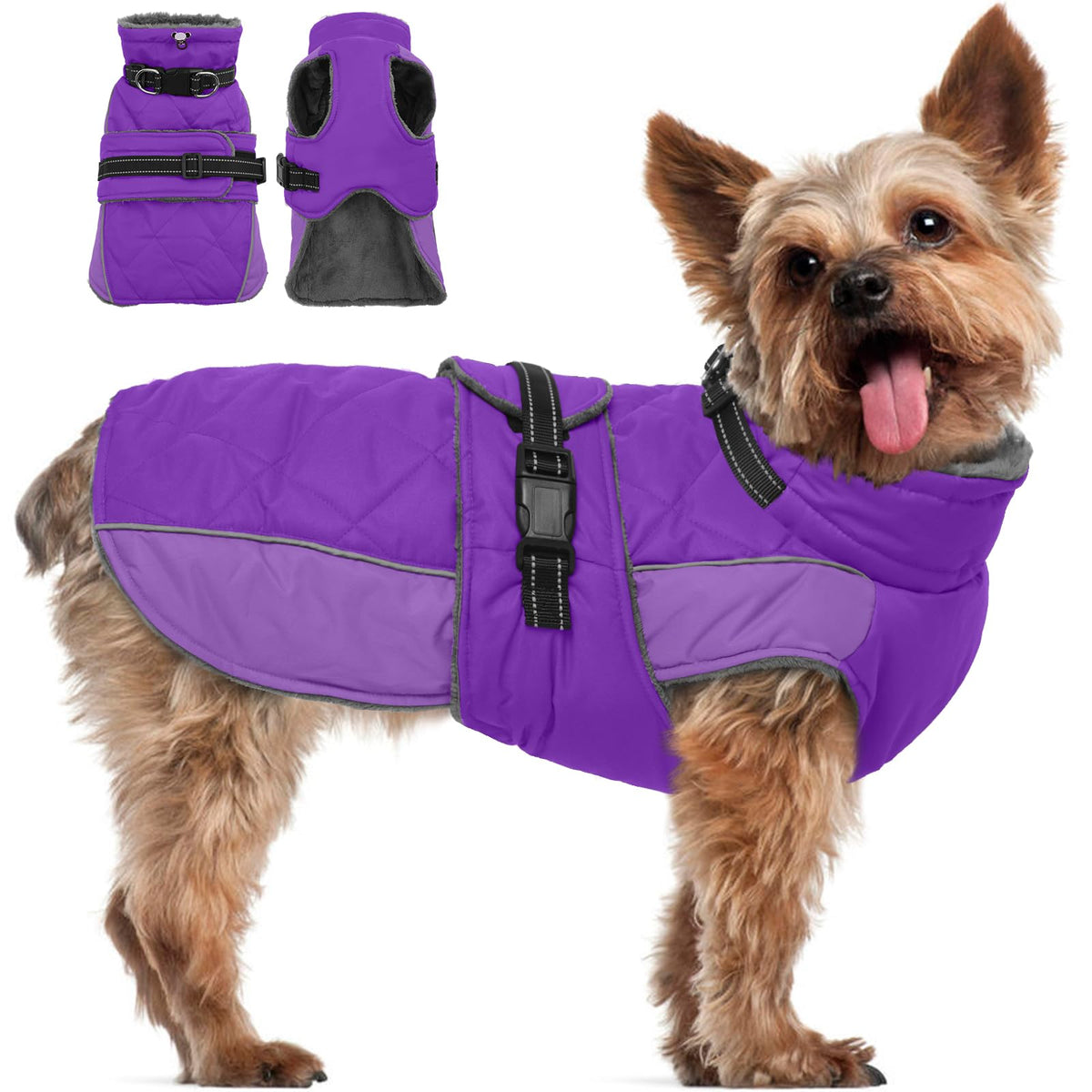 Veste chaude QBLEEV pour chien avec bandes réfléchissantes pour sorties nocturnes sûres.