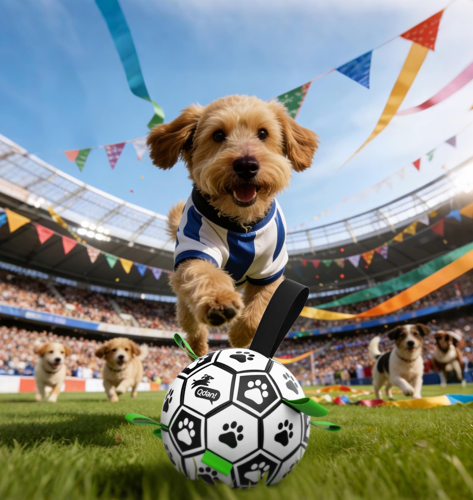 QDAN Ballon chien conçu pour entraînement et stimulation lors des jeux.