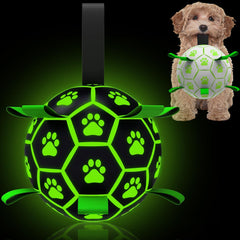 QDAN balle-foot lumineuse 6 pouces avec sangles, idéale pour le jeu nocturne.