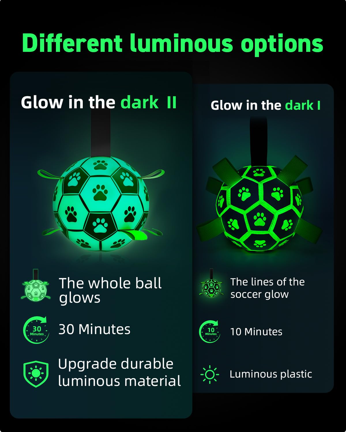QDAN balle lumineuse, motifs de pattes attractifs, capte l’attention du chien.