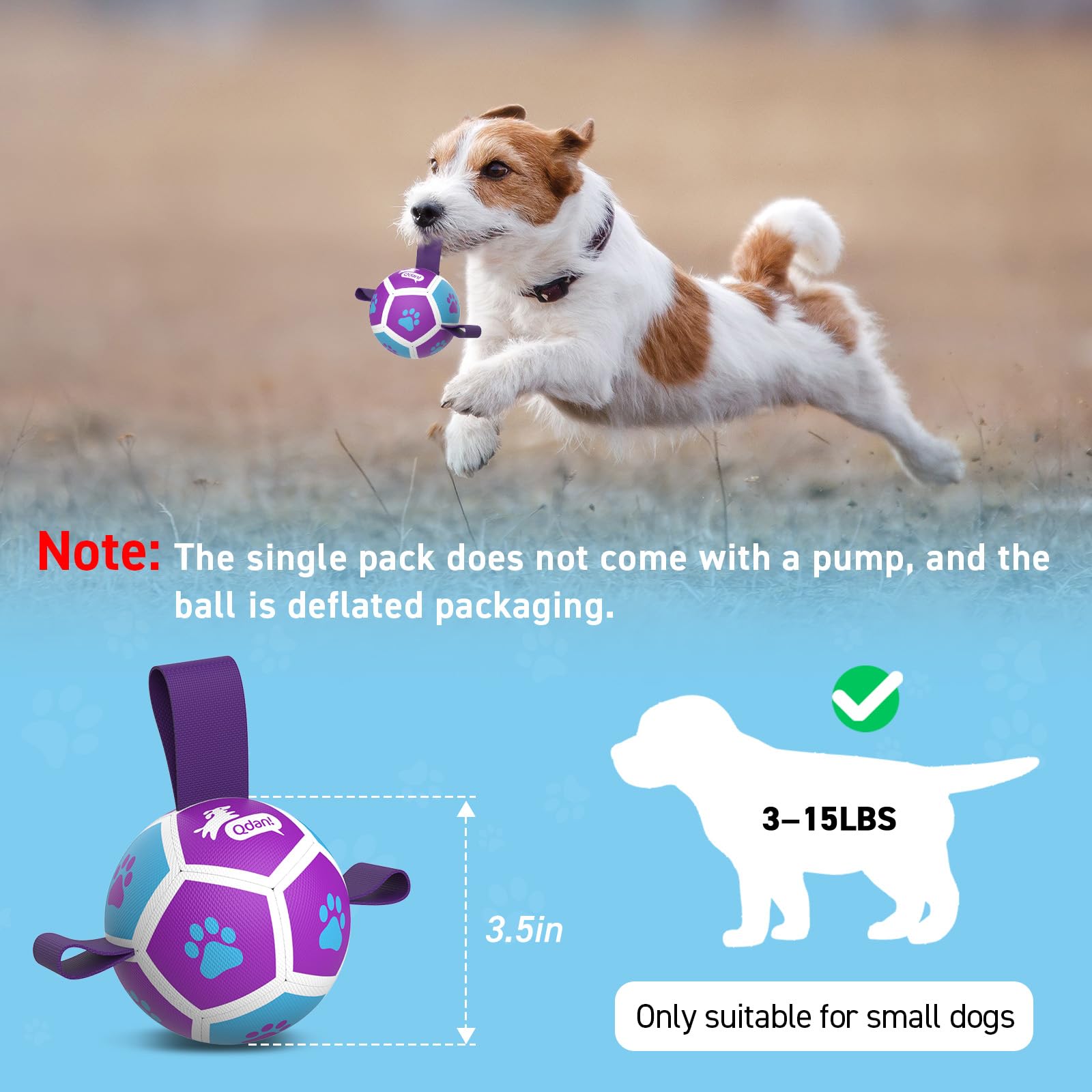 QDAN balle-petit-chien polyuréthane doux, sécurité pour dents et mâchoire.