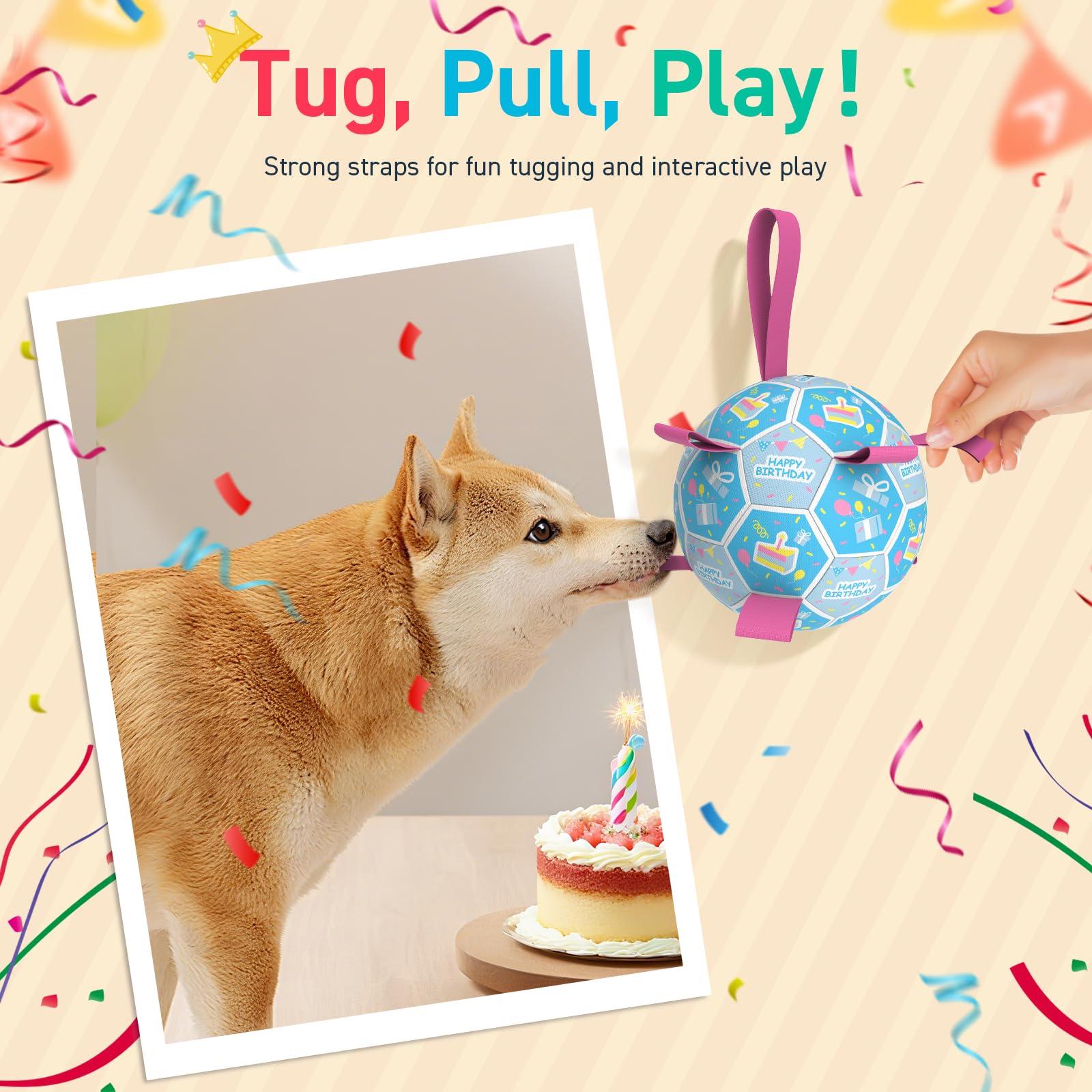 QDAN balle-sangles renforcées pour chien, facilite prise et tirage lors du jeu