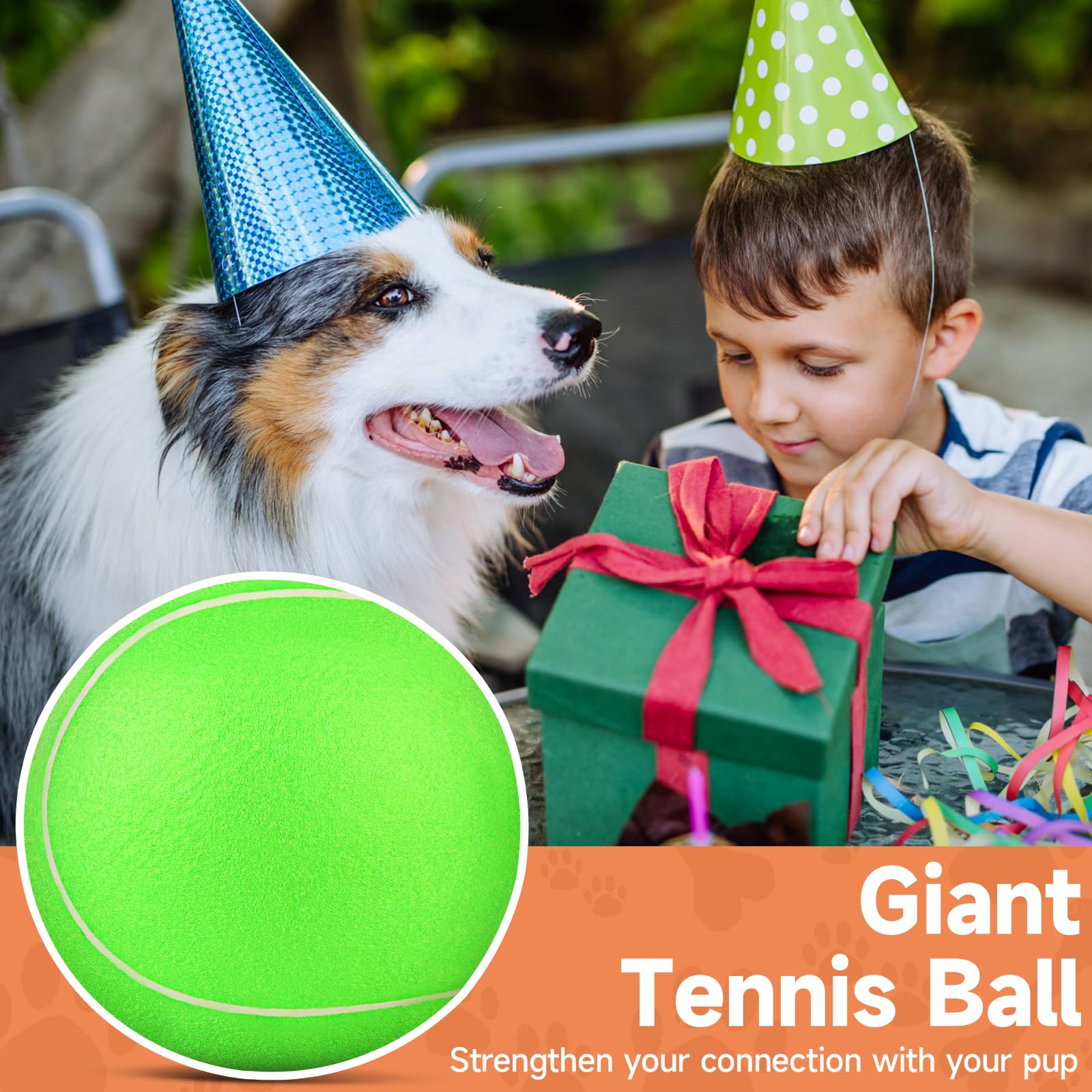 QDAN balle-tennis 9-5 grand diamètre, adaptée aux grands chiens et entraînements.