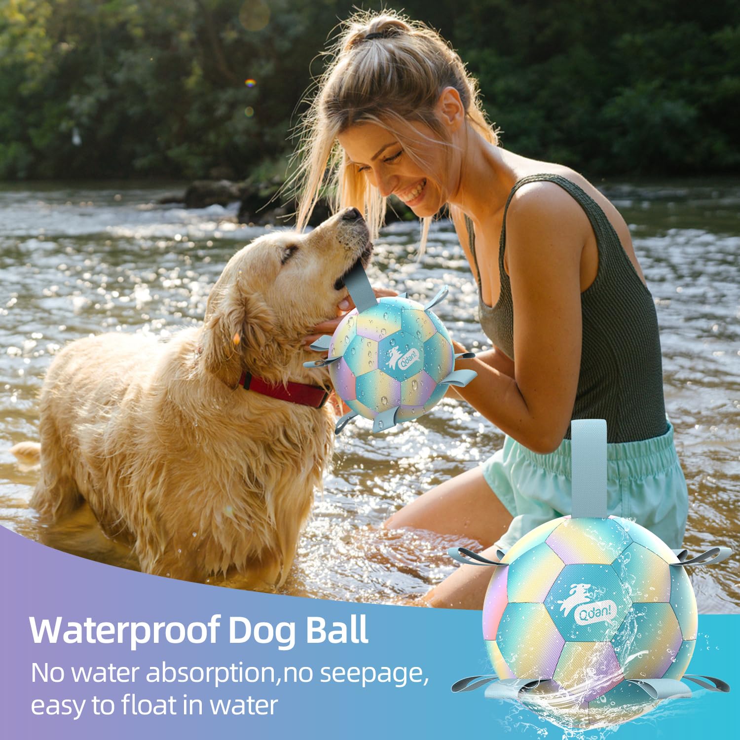 QDAN Ballon pour chien aquatique, idéal pour jeux d'eau.