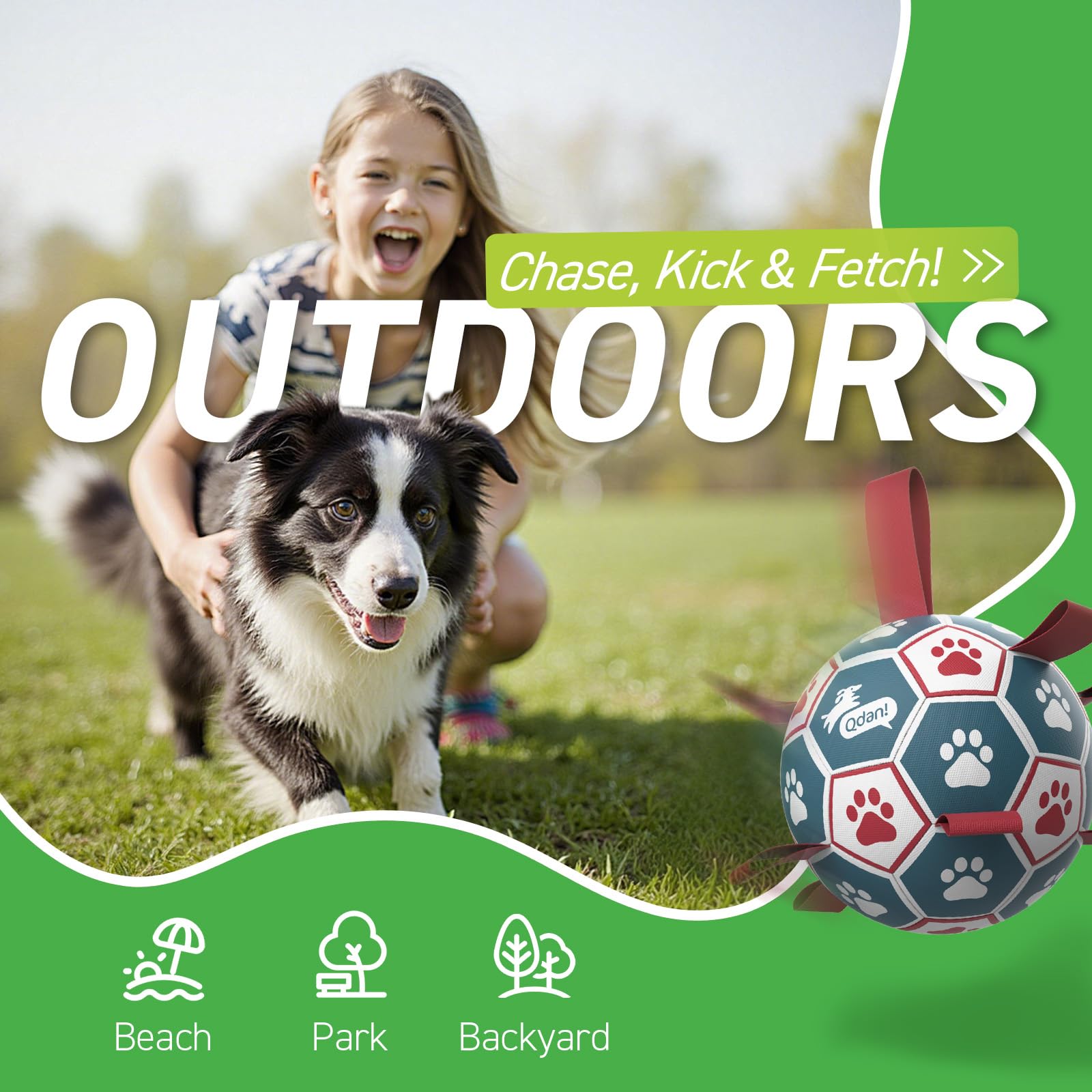 QDAN balle chien-pompe incluse, pratique pour gonfler rapidement.