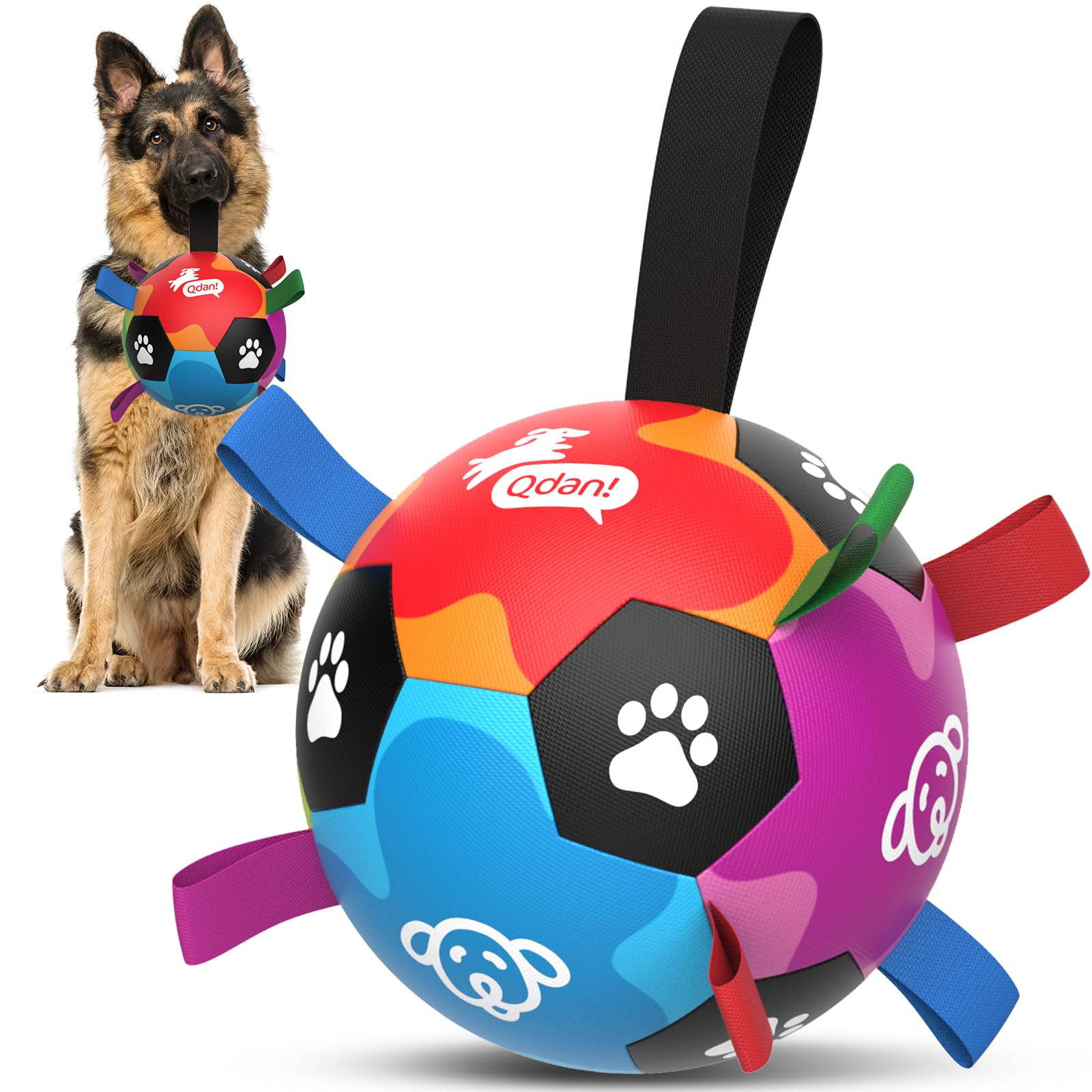 QDAN balle-football-chien 8 pouces, jouet interactif avec poignée pour jeux dynamics
