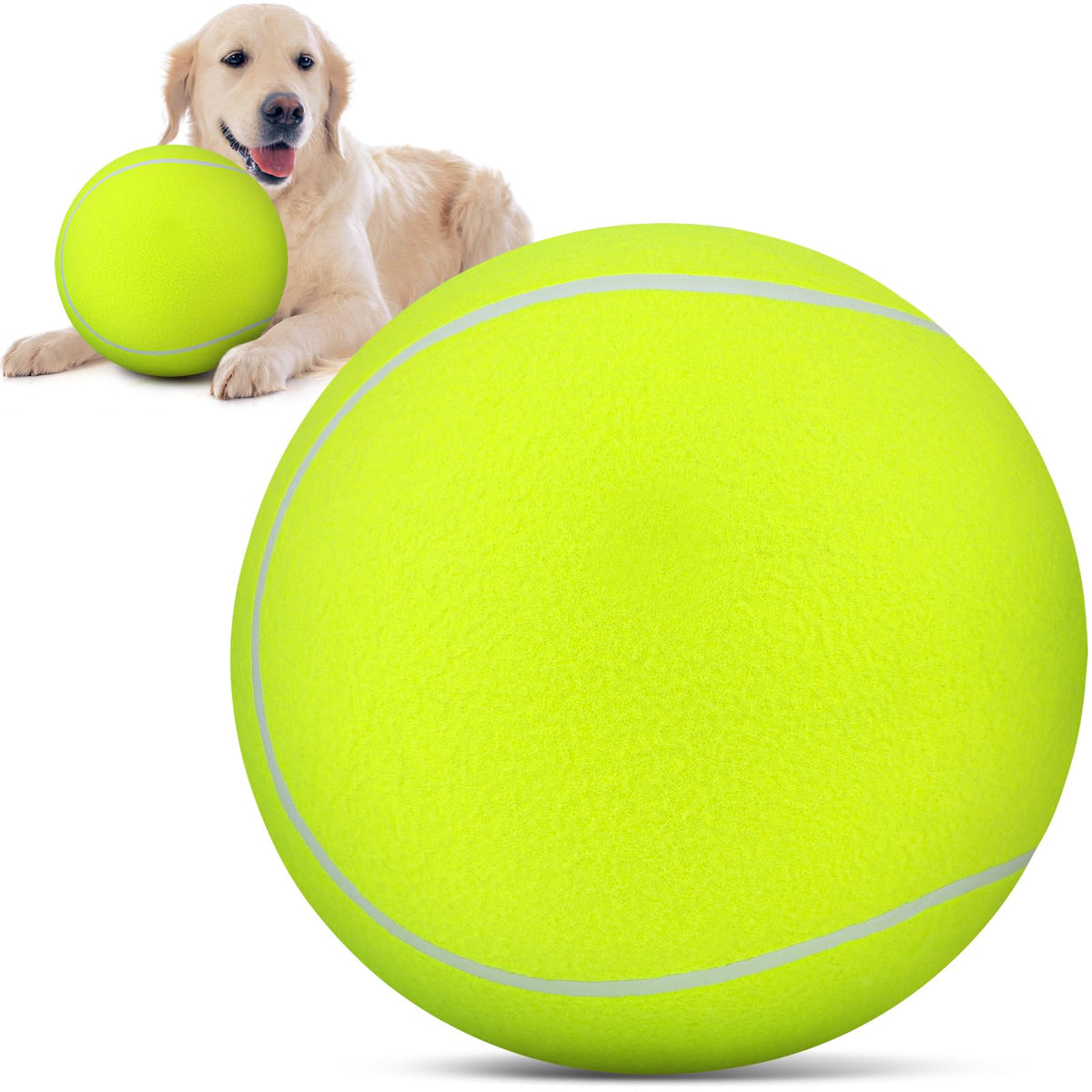 QDAN balle tennis chien 9,5 pouces, idéale pour rapporter en extérieur.