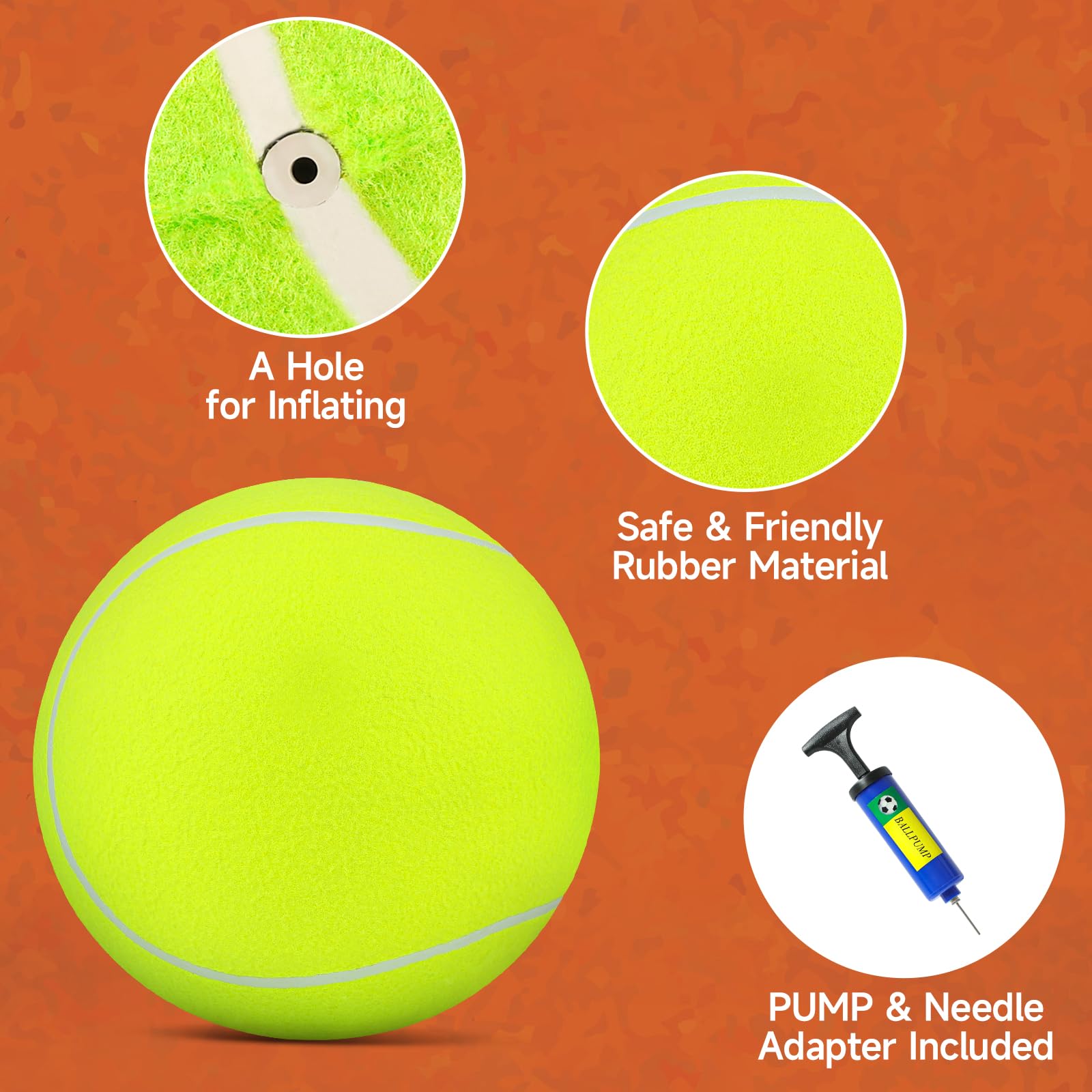 QDAN balle tennis grande taille, durable et adaptée aux chiens actifs.