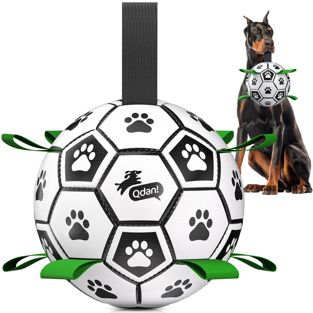 QDAN Ballon chien-football 10 pouces, jouet interactif pour grands chiens.