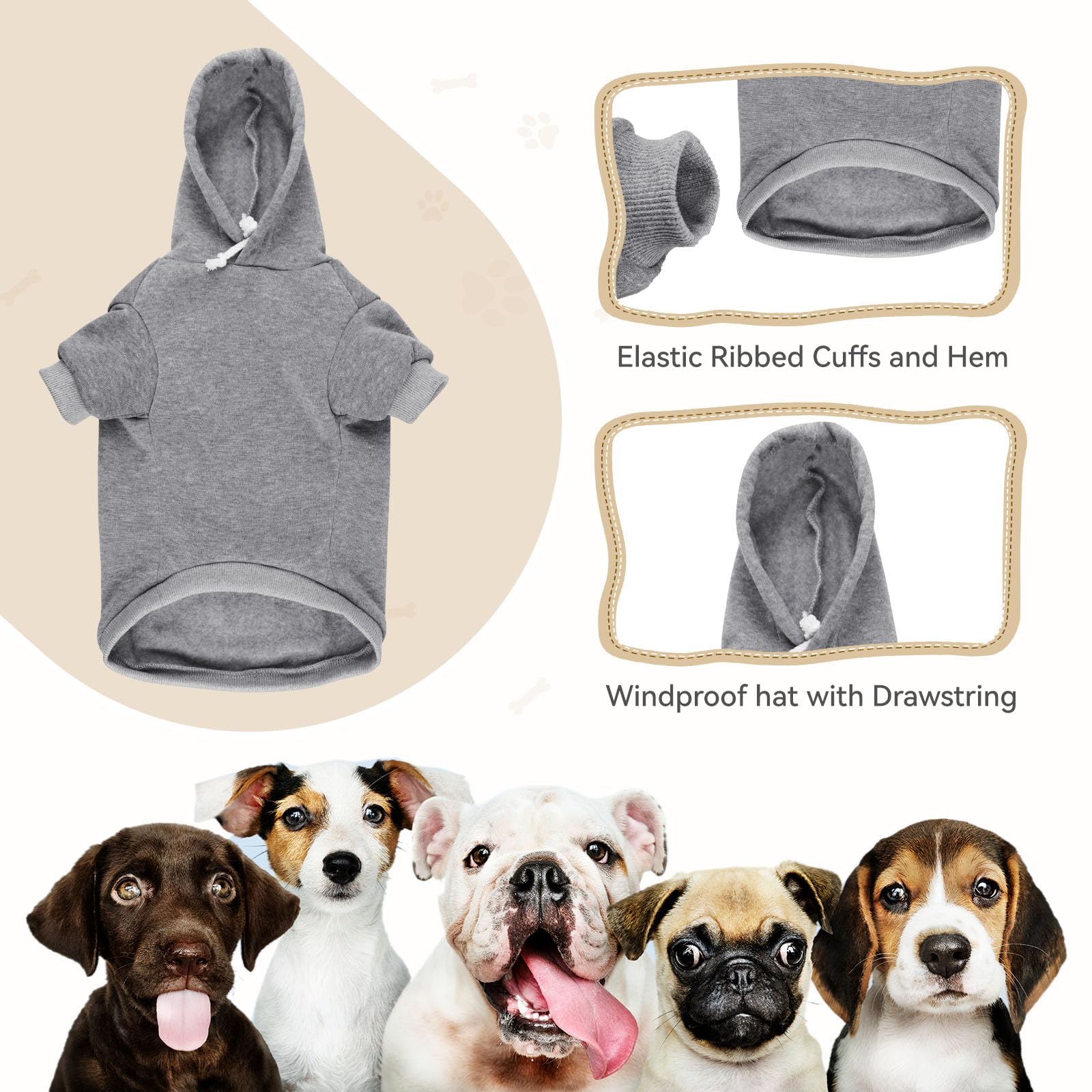 Arrière du hoodie QDYU gris XXL, tissu durable