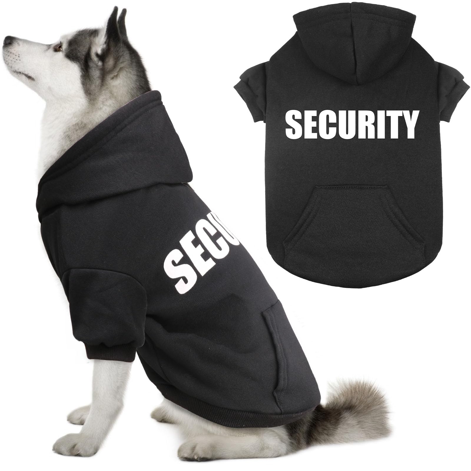 Pull QDYU pour chien avec impression sécurité sur le dos, idéal pour sorties visibles.