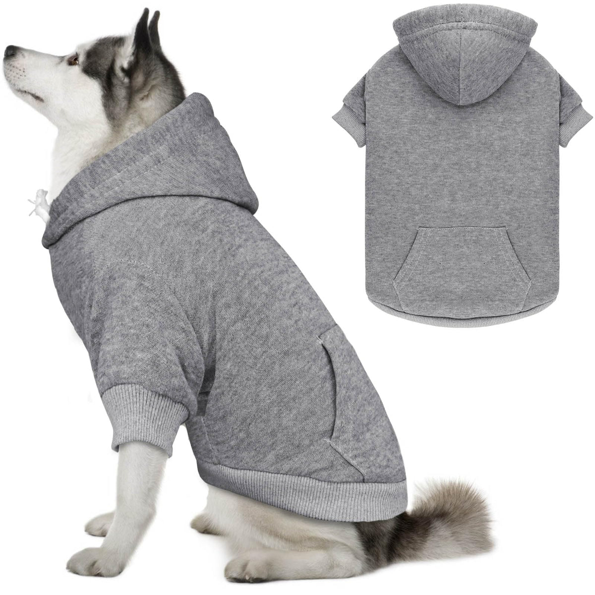 Veste chien QDYU gris XL avant, confort doux pour les sorties.