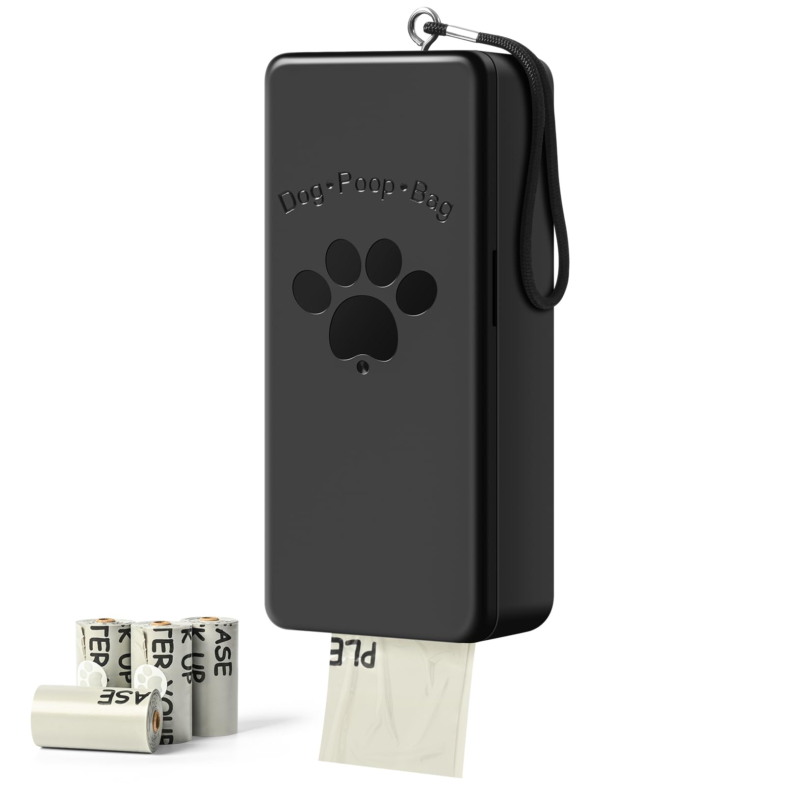 Distributeur qeerable pour sacs à crottes chien, mural noir pratique.