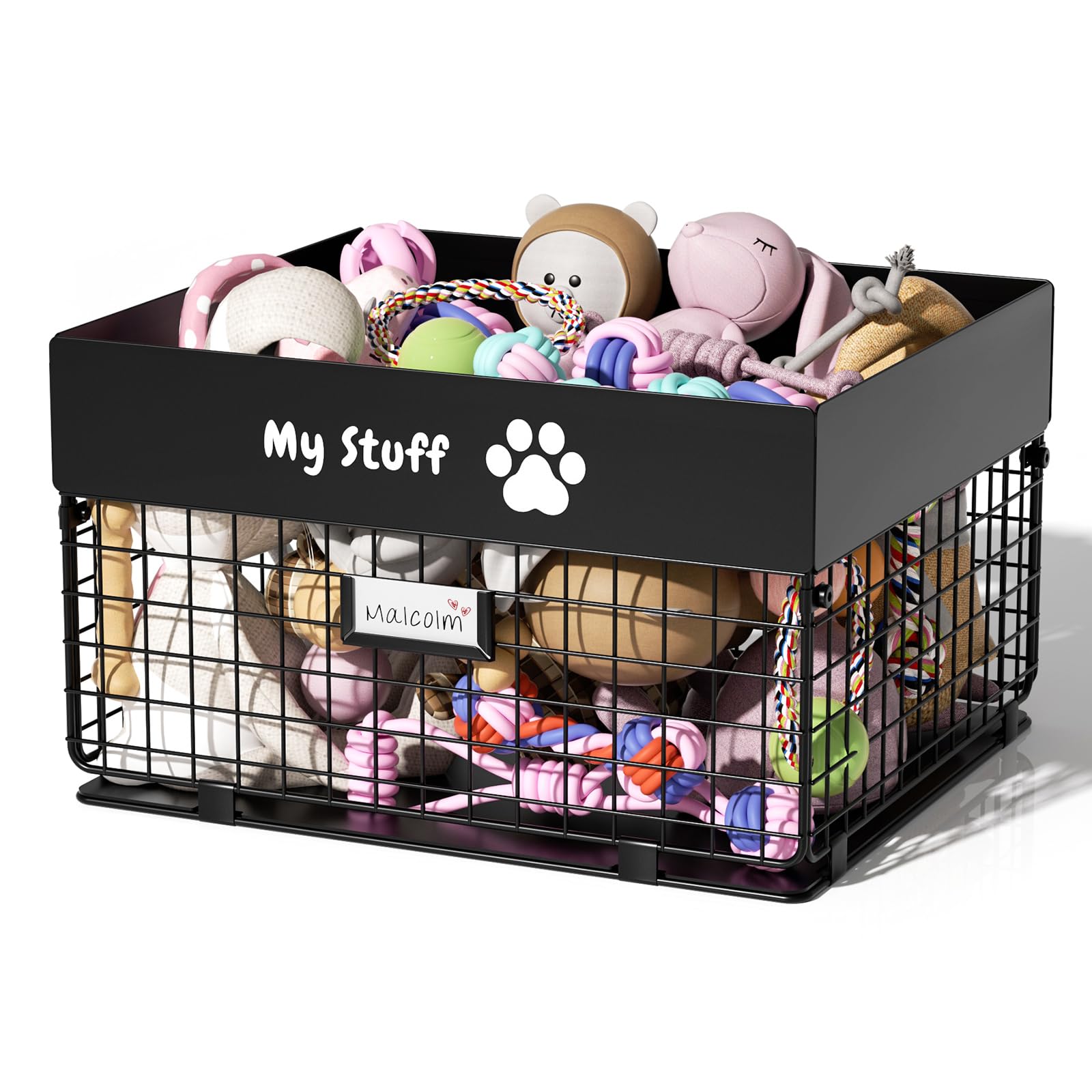 Panier jouets chien métal grand par qeerable – rangement spacieux et accessible.