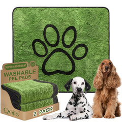 Tapis-pipi Qeils réutilisable, grande surface verte, absorbe rapidement les liquides.