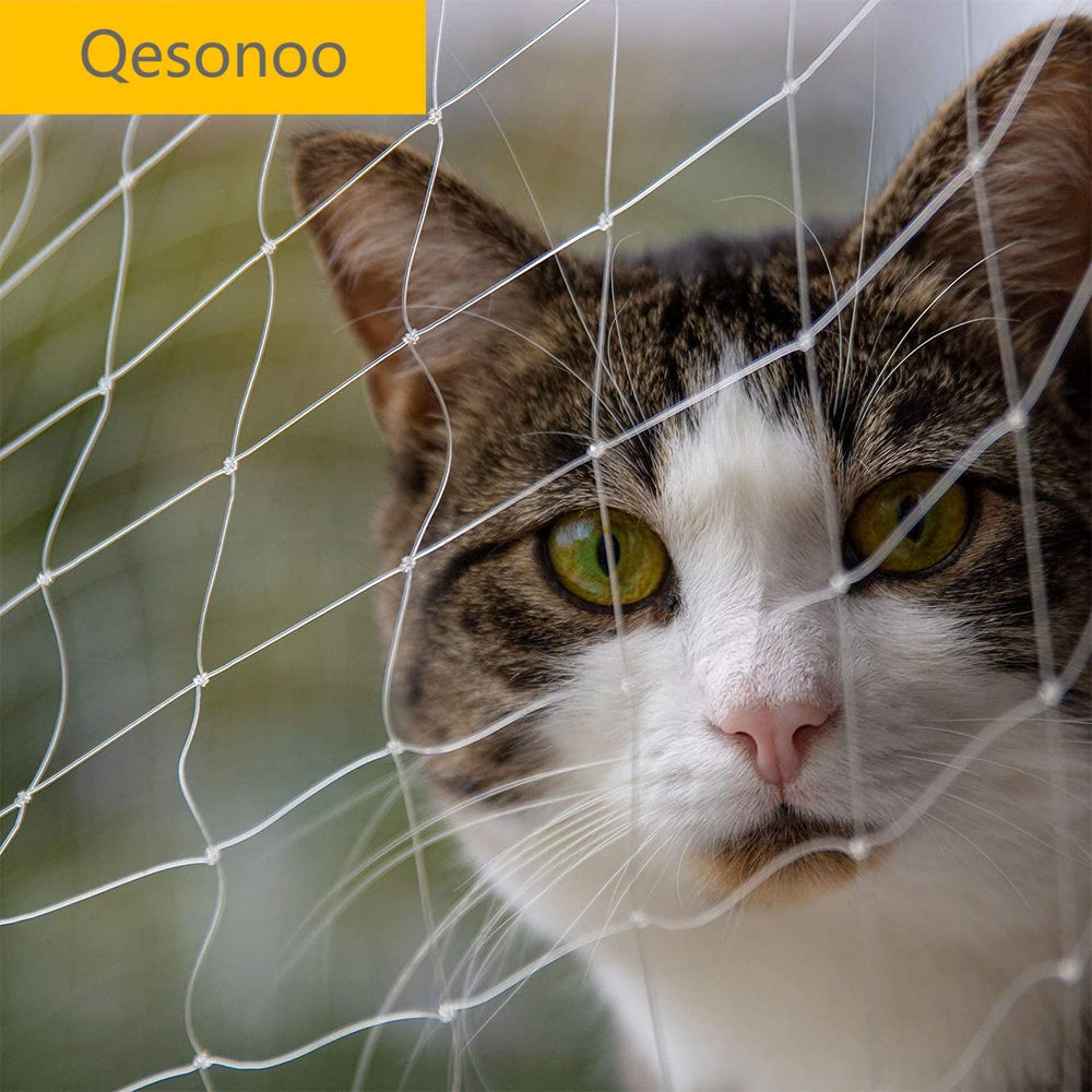 Qesonoo grille chat balcon 2,5 cm pour un maillage adapté.