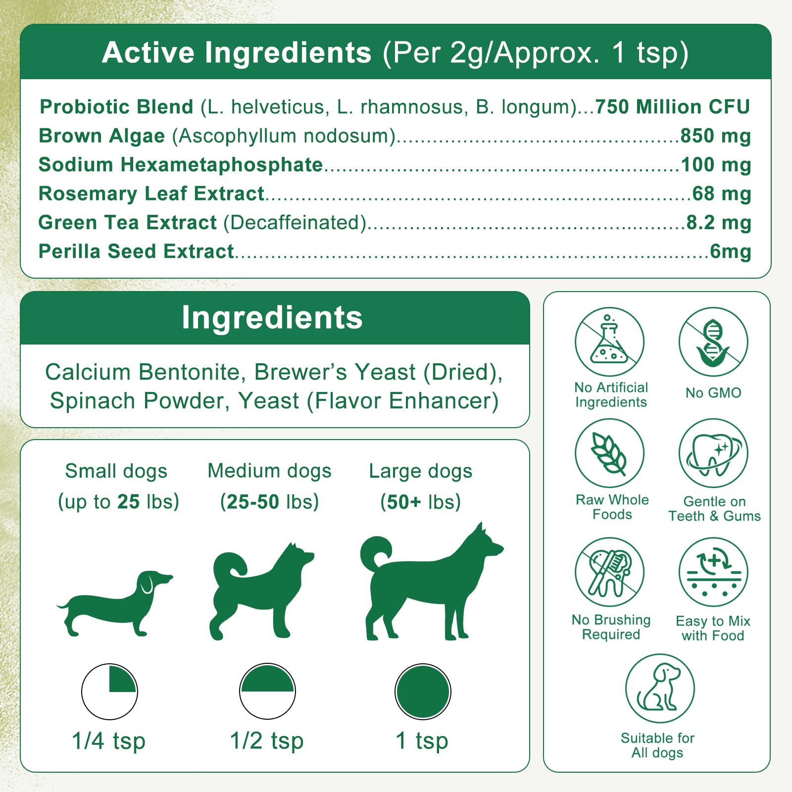 Qgala poudre dentaire chien haleine plus fraîche — effet potentiel