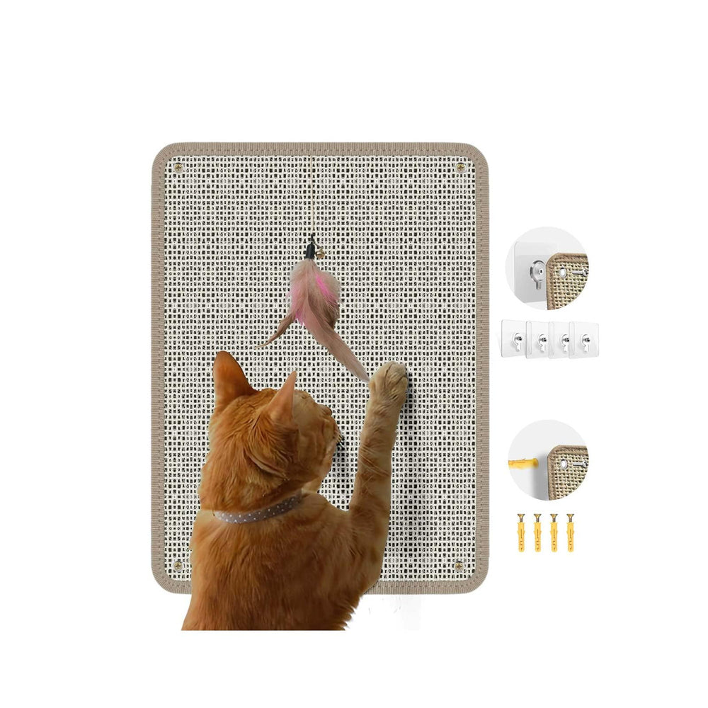 QICIKRASE tapis griffage en sisal naturel pour chats, sécurité et confort lors des jeux.