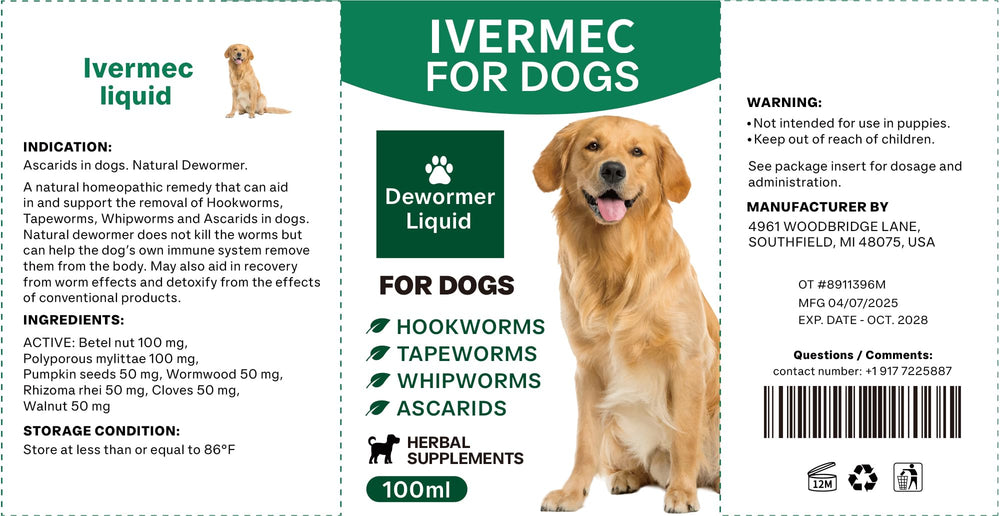 QIFEISHANKA vermifuge liquide pour chien, accompagnement possible post-traitement.