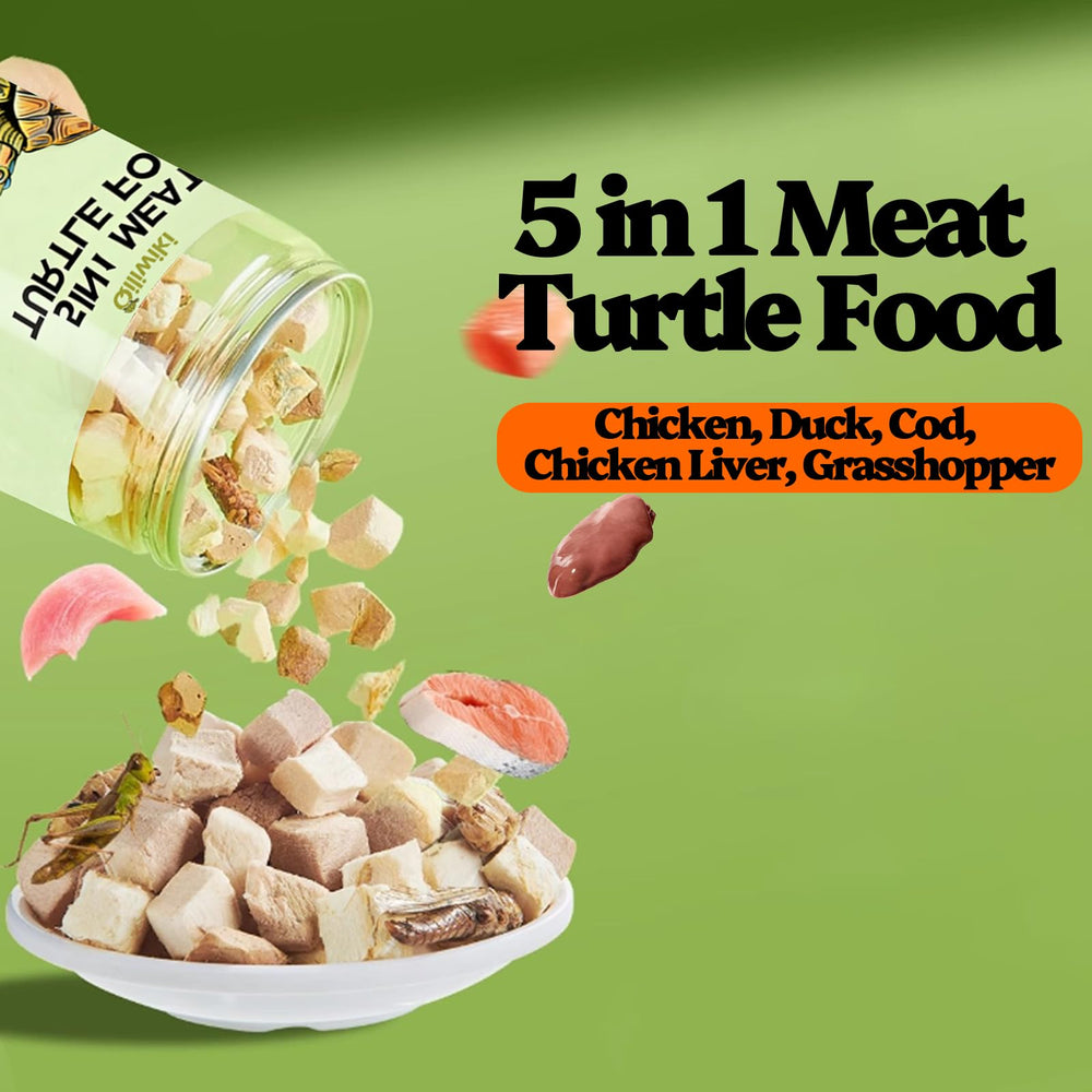 Ingrédients Qiliwiki tortue avec poulet, dinde, cod, foie et grillon