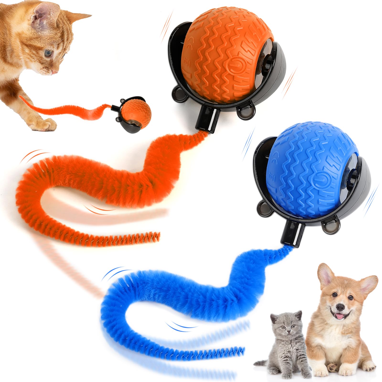 Balle interactive qiloos bleue pour l'exercice et le divertissement des chats.