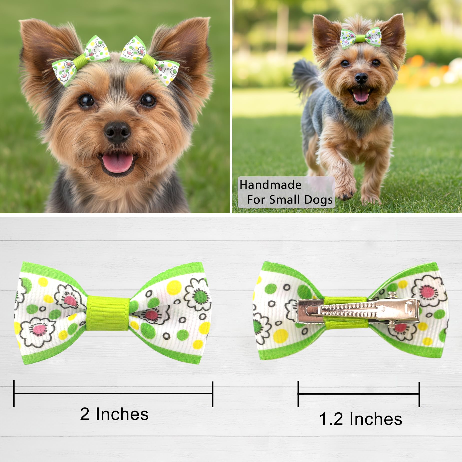 Noeud QingHan vert pour chien, parfait pour grooming et tenues décontractées.