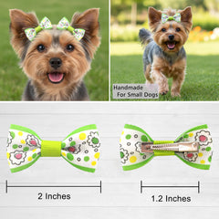 Noeud QingHan vert pour chien, parfait pour grooming et tenues décontractées.