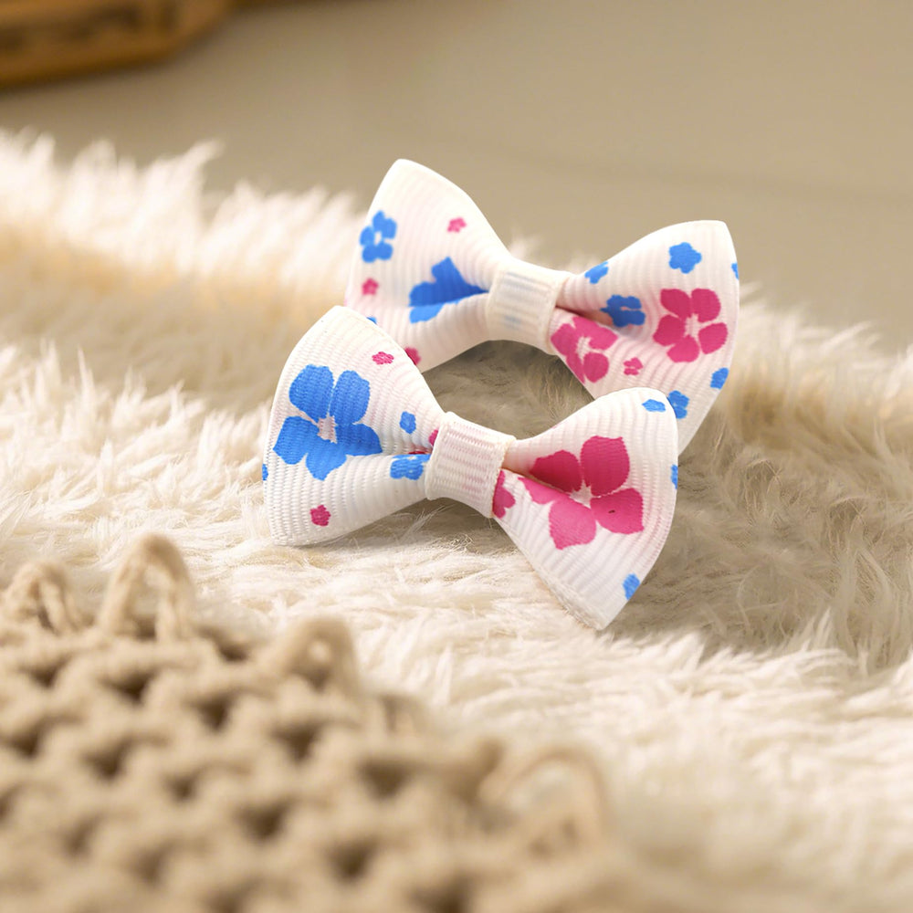 Noeud QingHan pour petit chien avec élastique violet, complément pour accessoires grooming.