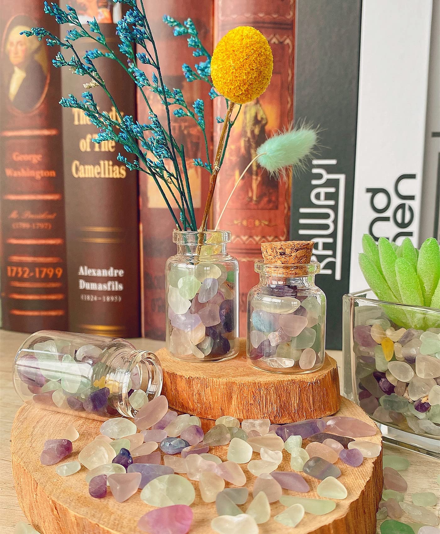 Galet fluorite QINJIEJIE pour centre de table floral