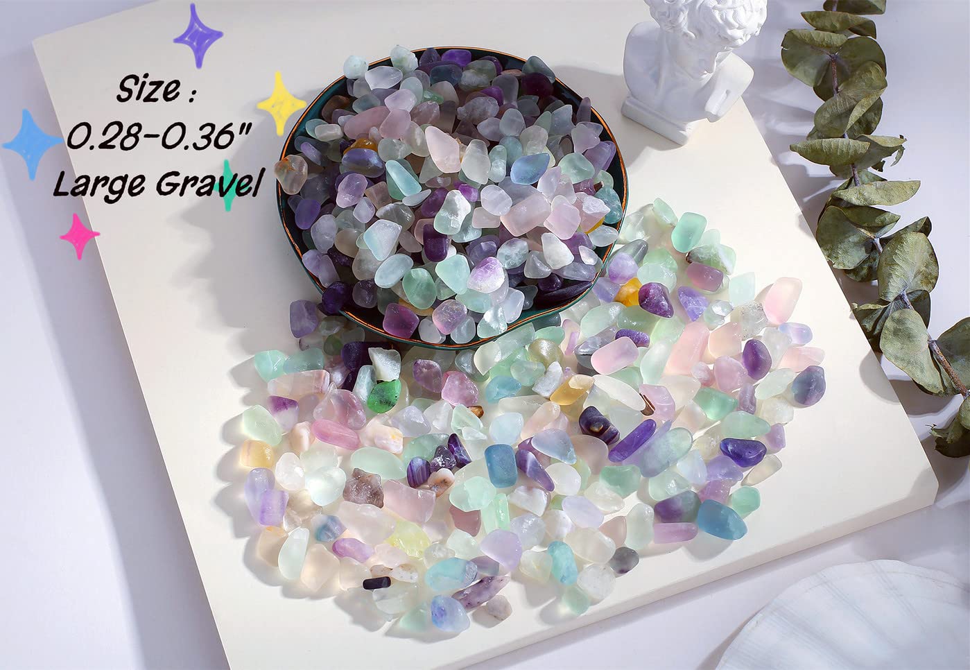 Galet fluorite QINJIEJIE pour vase décoratif et ambiance naturelle