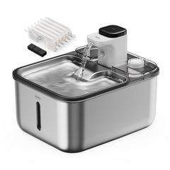 Qinliy fontaine chat inox réservoir 3,5 L usage intérieur pratique et silencieux