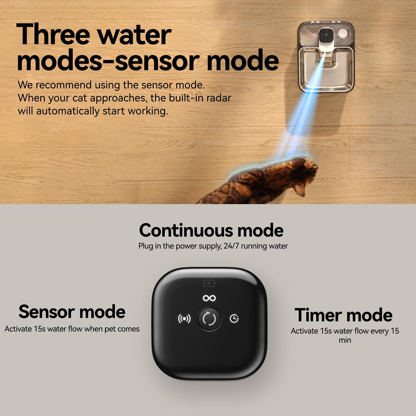 Qinliy fontaine chat inox trois modes d'alimentation adaptés